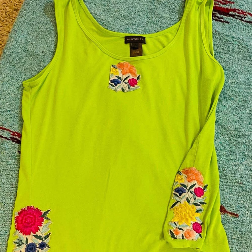 Multiples Vibrant Green Floral Tank Top
